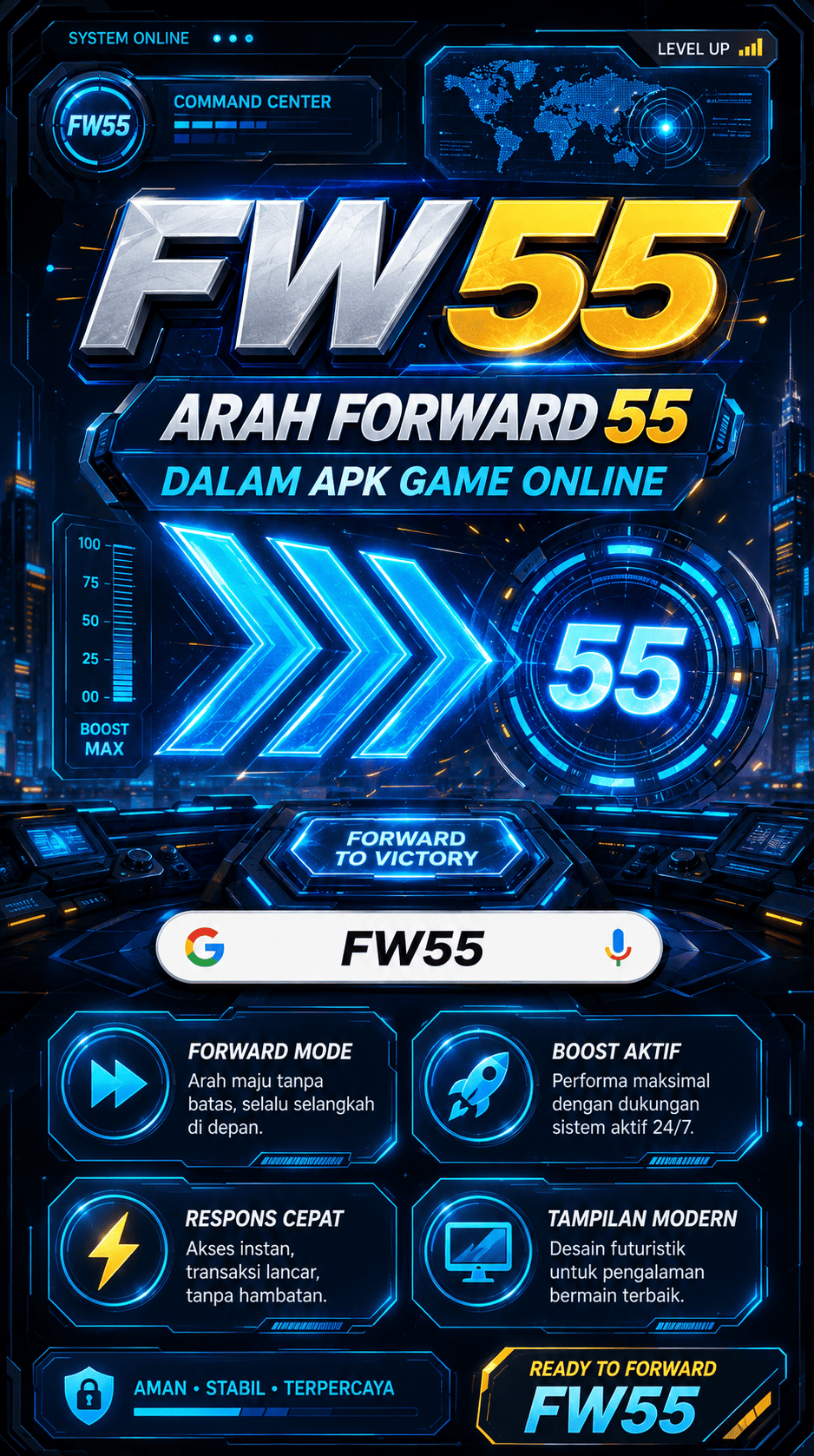 Cuplikan layar menu unduhan FW55 untuk perangkat Android